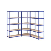 etagères à 5 niveaux 3 pcs, etagère de rangement, étagère charge bleu acier et bois d'ingénierie asw56389 meuble pro