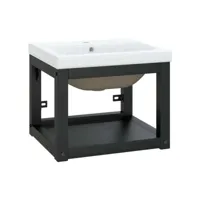 cadre de lavabo de salle de bain  vasque à encastrer, étagère de salle de bain noir fer pewv90673 meuble pro