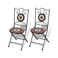 lot de 2 chaises de bistro pliables chaises de jardin  céramique terre cuite et blanc meuble pro frco42494