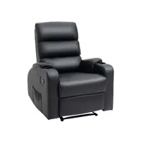 fauteuil de relaxation inclinable avec repose-pied ajustable revêtement synthétique noir