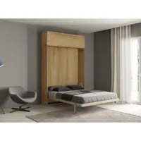 lit escamotable 160x190 avec 1 meuble haut bois clair kanto