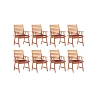 lot de 8 chaises  chaises de salle à manger de jardin chaises à dîner  avec coussins acacia massif meuble pro frco47558