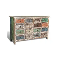 armoire avec 16 tiroirs, armoire de rangement bois massif de récupération multicolore pewv98563 meuble pro