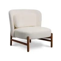fauteuil en bois et en bouclette fausse fourrure tapissée - boucles blanches - brina blanc