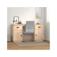 bureau informatique avec armoires - table d'ordinateur 135x50x75 cm bois massif de pin meuble pro frco15572