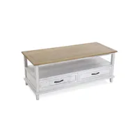 meuble tv 2 tiroirs en bois blanc et naturel - kank 21081104