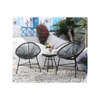 salon de jardin 2 fauteuils oeuf + table basse gris acapulco