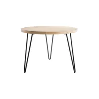 table basse ronde bois manguier massif et métal noir d60 cm vibes