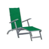 chaise de terrasse avec repose-pied et coussin acacia solide 19