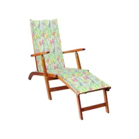 chaise de terrasse avec repose-pied et coussin acacia solide 11