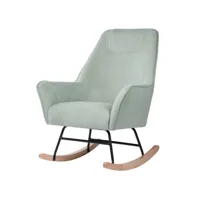 fauteuil à bascule tissu vert menthe et pieds bois clair kopen 75cm