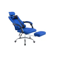 fauteuil de bureau ergonomique avec repose-pieds extensible appui-tête bleu bur10091