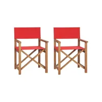 lot de 2 chaises de metteur en scène pliantes, fauteuil relax bois de teck massif style moderne, pour salon salle à manger bureau meuble pro frco38298