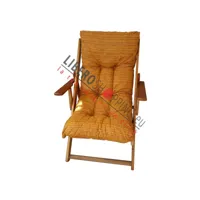 fauteuil pliant en bois 3 positions - coussin en tissu doré