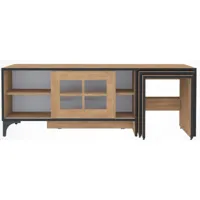 meuble tv et 2 tables gigognes bois clair riko 150 cm