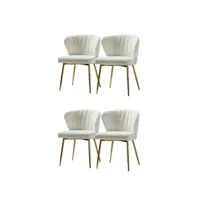 chaises de salle à manger en velours scandinave chaises modernes pour la cuisine avec pieds en métal, blanc, lot de 4