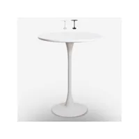 table haute pour tabourets de bar design style tulipe ronde 70cm gerbys+ - blanc
