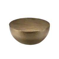 jonas - table basse coque ronde 90x90cm en aluminium doré antique