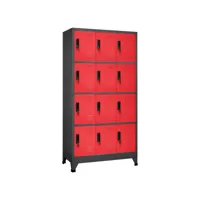 armoire à casiers anthracite et rouge 90x45x180 cm acier 2
