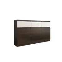 riga1 - commode contemporaine chambre 40x120x98 - 3 tiroirs 3 portes - meuble de rangement finition gloss - chiffonier/buffet - wenge/blanc