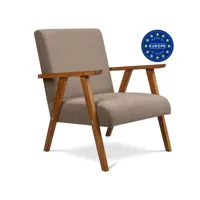 fauteuil en bois avec accoudoirs - revêtu de tissu - odí taupe