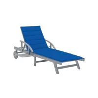 transat chaise longue bain de soleil lit de jardin terrasse meuble d'extérieur avec coussin bois d'acacia solide helloshop26 02_0012408