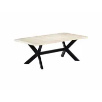 table de salon salle à manger design blanc 200 cm bois manguier massif helloshop26 0902300