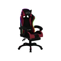 chaise de bureau, fauteuil de bureau de jeux vidéo avec led rvb bordeaux et noir similicuir pwfn49185
