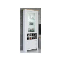 vitrine, meuble de rangement avec éclairage led coloris chêne, pin andersen - longueur 68 x profondeur 37 x hauteur 201 cm