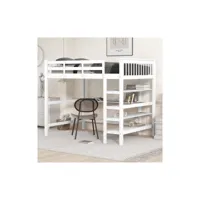 lit mezzanine pour enfants avec rangements et bureau intégré, blanc 140 x 200 moselota