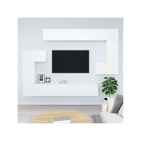 meuble tv mural blanc brillant bois d'ingénierie