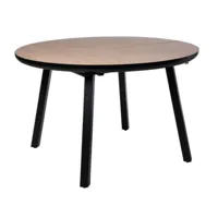 table ronde extensible intérieur ou extérieur katty-couleur chêne clair-largeur 120 à 160 cm