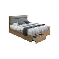 lit double 160 x 200 cm en bois avec tiroirs + sommier fixe - montana