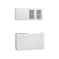 4 pcs ensemble de meubles de cuisine, meuble bas cuisine, armoires rangement de cuisine blanc aggloméré pewv97162 meuble pro