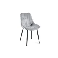 tavira - lot de 4 chaises en velours gris pieds en métal noir tavira-gri