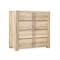 commode en bois de chêne massif blanchi 4 tiroirs valoria 96 cm