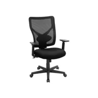 fauteuil de bureau ergonomique en maille siège rotatif chaise avec mécanisme basculant assise rembourrée support lombaire réglable avec accoudoirs charge 120 kg noir helloshop26 12_0001403