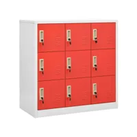 armoire à 8 casiers gris clair et rouge 90x45x92,5 cm acier