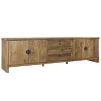 buffet meuble de rangement en bois recyclé coloris marron - longueur 240 x hauteur 65 x profondeur 44 cm