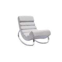 rocking chair design en tissu gris clair et acier chromé taylor