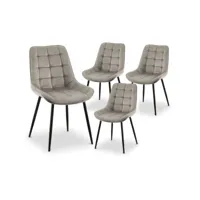 sherley - lot de 4 chaises capitonnées en velours beige pieds en métal noir sherley-vel-bei
