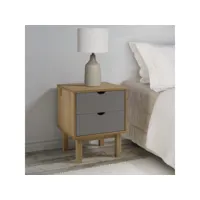 table de chevet marron et gris 46x39,5x57 cm bois de pin solide