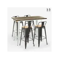 table haute blanche + 4 tabourets de bar style tolix dossier palmyra ahd amazing home design
