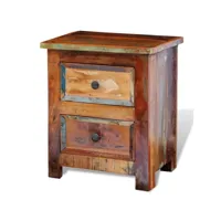table de chevet, table de nuit avec 2 tiroirs bois massif recyclé togp57875