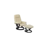 fauteuil de relaxation cuir beige - excelly n°1 - l 84 x l 76 x h 104 cm - neuf