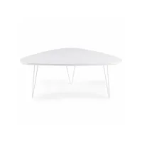 table basse nico, plateau en bois en forme de frêne blanc, pieds en métal