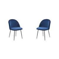 chaise de cuisine velours bleu canard et pieds métal noir - chaises paris 2