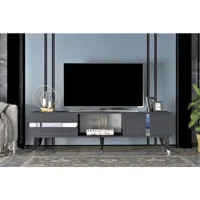 meuble tv design vanda l150cm anthracite et bond argent