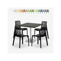 ensemble table noir 90x90cm horeca 4 chaises bar restaurant cuisine dustin black