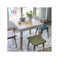 table de cuisine carrée avec tiroir 80 cm, 100% frêne massif eg2-009blb80